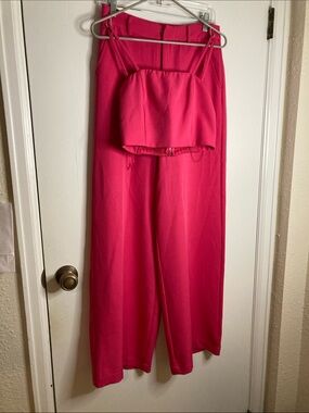 Vici Hot Pink Two-Piece Jumpsuit Set Cropped Wide Leg Pants XS